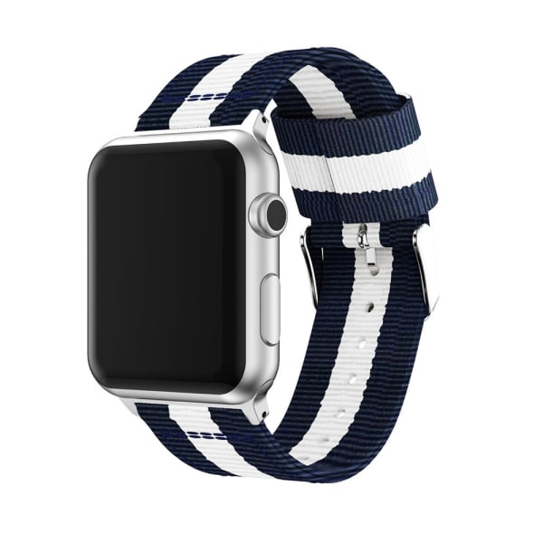 Exklusivt Armband för Apple Watch 42mm (Nylon/Stål) Blå-Vit-Röd