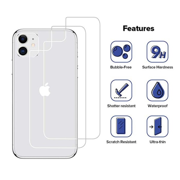 Back Screen Protector 3-PACK iPhone 11 Pro 9H Screen-Fit HD-Clear Transparent/Genomskinlig