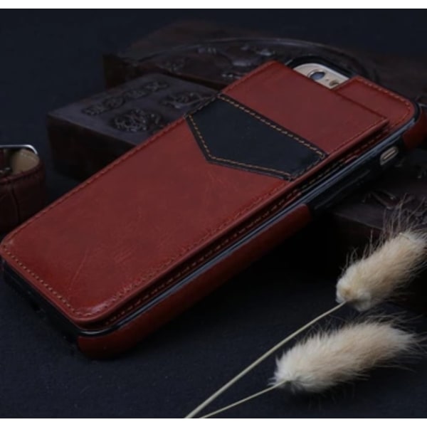 iPhone 8 Plus Exclusive tyylikäs Smart Leather Case Lompakko/korttilokero Röd