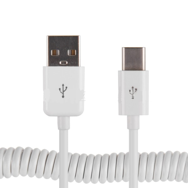 Praktiskt USB till Type-C Fjäder Laddningskabel Vit