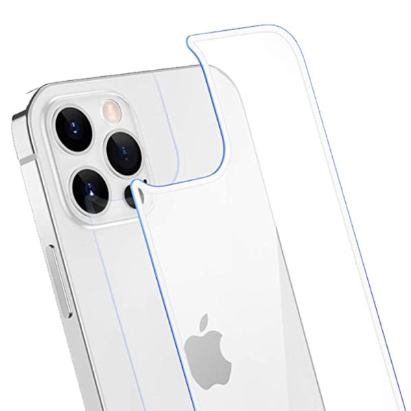 2-PACK 3-in-1 iPhone 12 Pro edessä ja takana + kameran linssin suojus Transparent/Genomskinlig