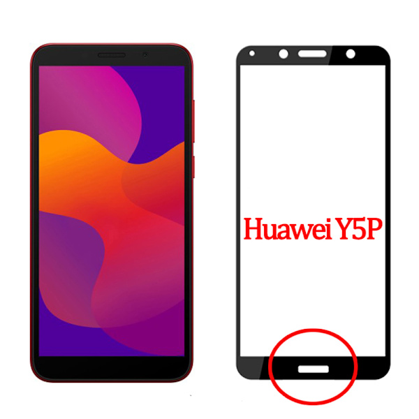 Huawei Y5p 5-PACK Skärmskydd 2.5D Ram 9H 0,3mm Svart