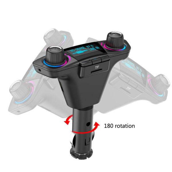 Bluetooth 5.0 FM Transmitter Modulator Stereo Svart Svart