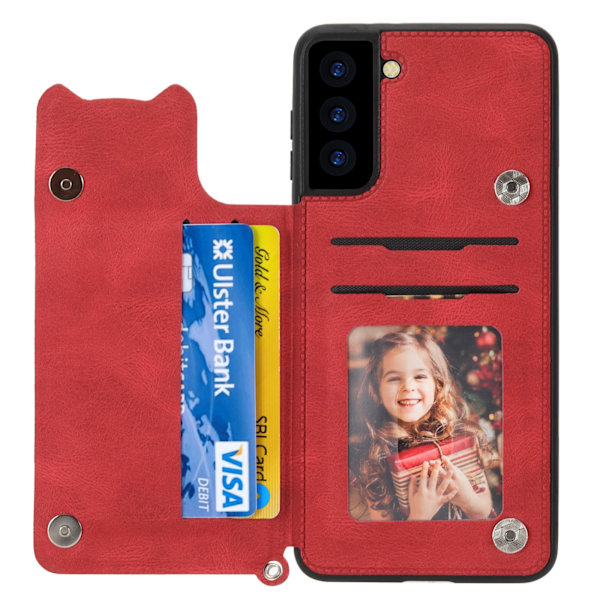 Samsung Galaxy S21 FE - Elegant Skal med Korthållare Brun