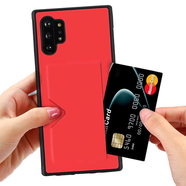 Professionellt Skal med Kortfack - Samsung Galaxy Note10 Plus Röd