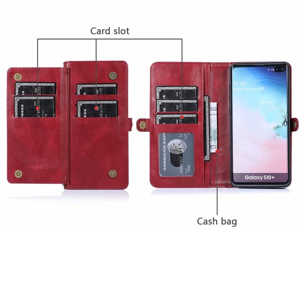 Samsung Galaxy S10 - Kraftfullt Smart Plånboksfodral Röd