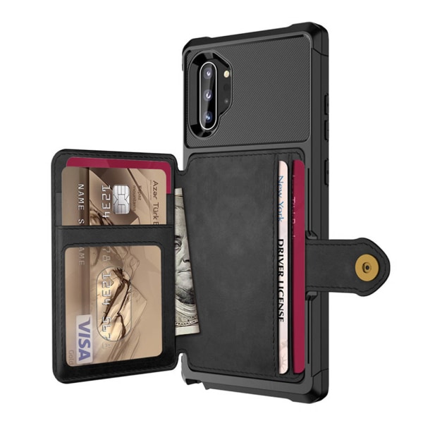 Elegant Smart Cover med Kortlomme - Samsung Galaxy Note10+ Röd Röd