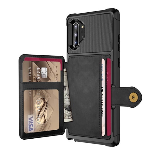 Elegantti älykäs kuori korttipaikalla - Samsung Galaxy Note10+ Röd Röd