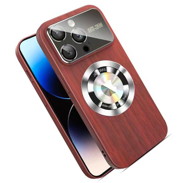 iPhone 13 pro max - Trætekstureret Magsafe Trådløs Oplader Cover Grå