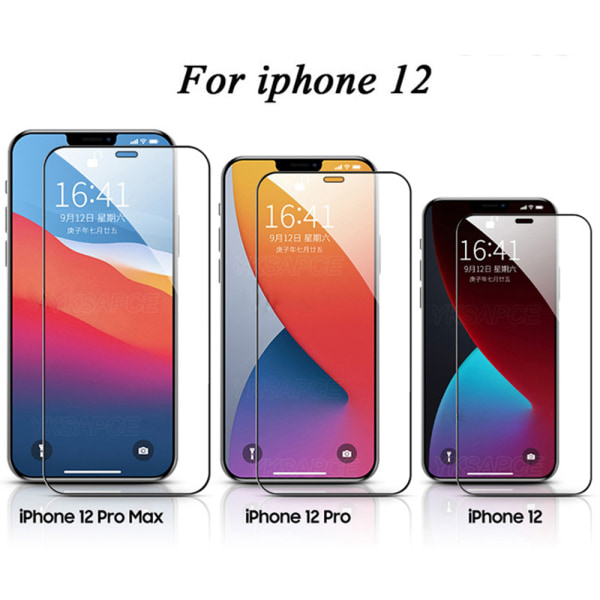 iPhone 12 2-PACK Näytönsuoja 2.5D 9H 0.3mm Svart Svart