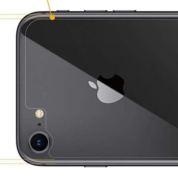 iPhone 8 Bakskjermbeskytter 9H Skjermtilpasset HD-Clear. Transparent/Genomskinlig