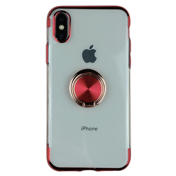 Eksklusivt silikonetui med ringholder (Floveme) - iPhone X/XS Röd Röd