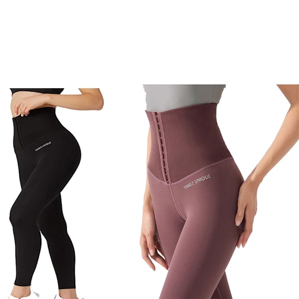 Bekväma Sport Yoga Leggings Hög Midja Röd L