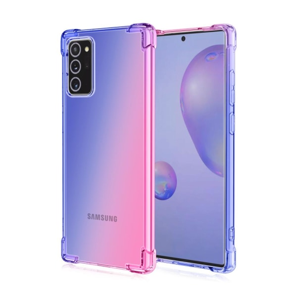 Samsung Galaxy Note 20 - Stødabsorberende stilfuldt silikonecover Blå/Rosa