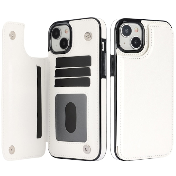 Kestävä nahkakotelo iPhone 15 Plus -puhelimeen Svart
