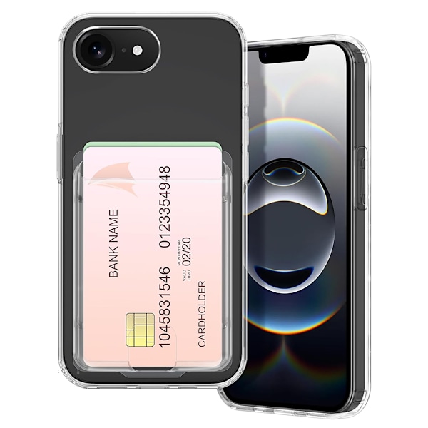 iPhone 16E - Stötsäkert Silikonskal med Kortfack Transparent