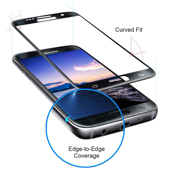 Samsung Galaxy S7 - HeliGuard (2-PACK) Skärmskydd med Ram (HD) Svart + Vit