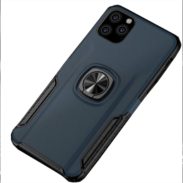 iPhone 11 Pro - Glat Leman-etui med ringholder Mörkblå