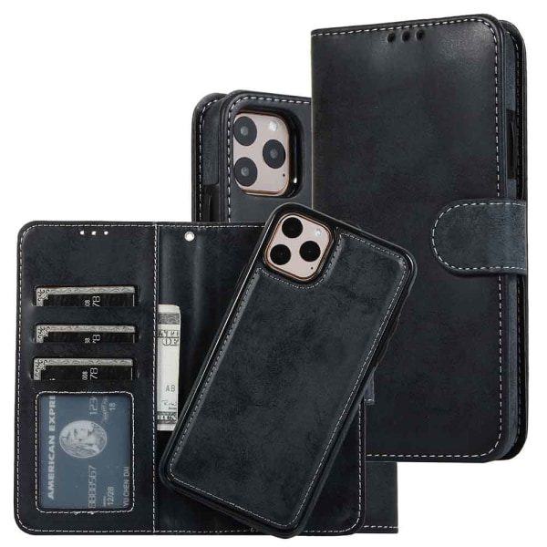 iPhone 11 Pro Max - Praktisk LEMAN Wallet etui Svart