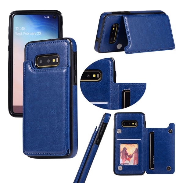 Samsung Galaxy S10e - NKOBEE Läderskal med Plånbok/Kortfack Marinblå