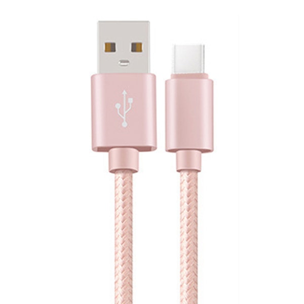 USB-C/Type-C Snabbladdningskabel 300cm (Slitstark/Metallhuvuden) Röd