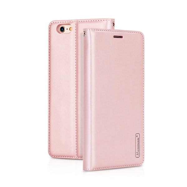 Smart og stilig deksel med lommebok til iPhone 8 Rosaröd