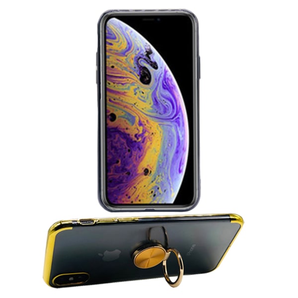 iPhone XS Max - Effektfullt Silikonskal med Ringhållare Blå