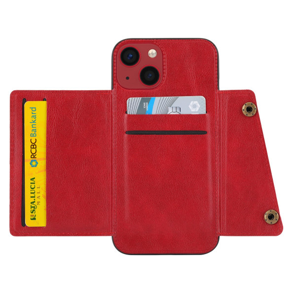 iPhone 14 - Stilfuldt FLOVEME cover med kortholder Röd