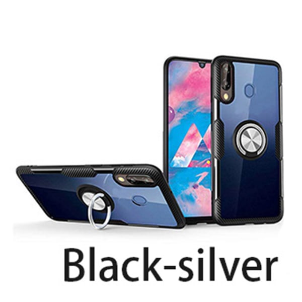Huawei P Smart 2019 - Praktisk beskyttelsescover med ringholder Svart/Silver Svart/Silver