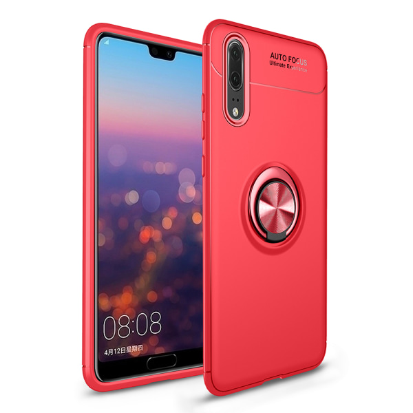 Käytännöllinen Tyylikäs kuori sormustelineellä - Huawei P20 Pro Röd/Röd
