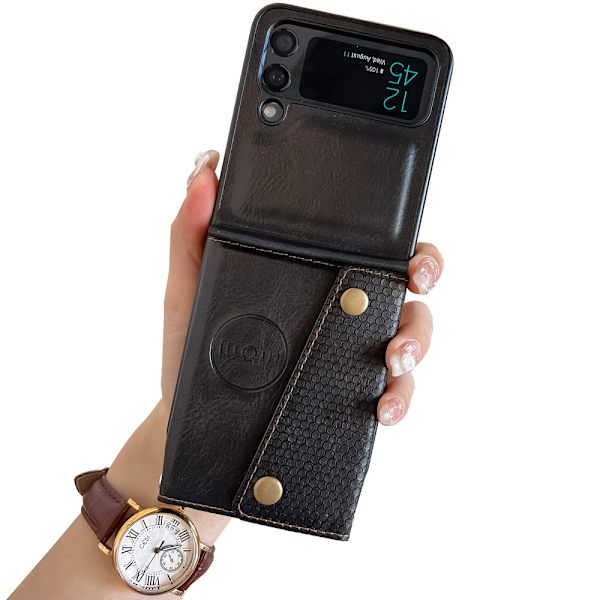 Samsung Galaxy Z Flip 3 - Praktiskt Stilrent Skal med Kortfack Roséguld