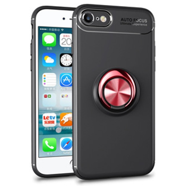 iPhone SE 2020 - AUTO FOCUS - Cover med ringholder Svart/Röd