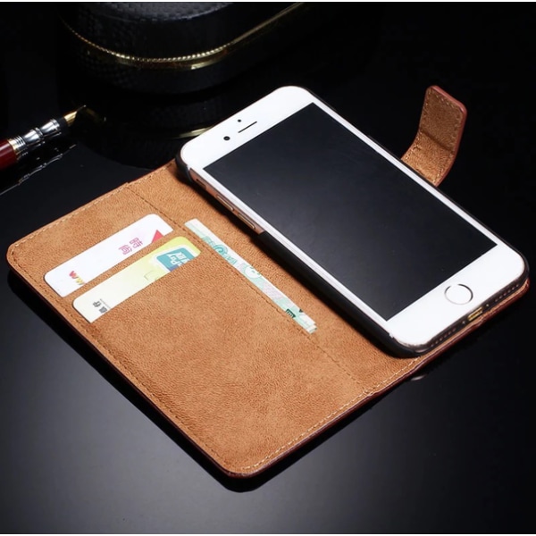 Stilrent Praktiskt VINTAGE Plånboksfodral för iPhone 7 PLUS Blå