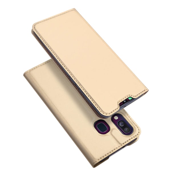 Samsung Galaxy A40 - støtdempende, slitesterkt lommebokdeksel Guld