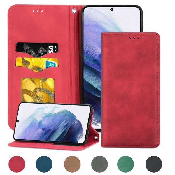 Samsung Galaxy S21 Plus - Stils�kert Smidigt Pl�nboksfodral Röd