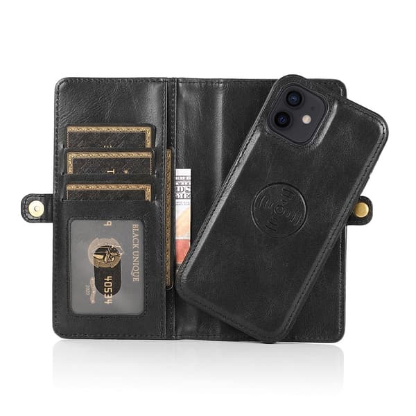 iPhone 12 - Praktisk Stilfuld 2 i 1 pung etui Brun