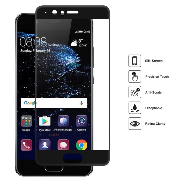 Huawei P10 (3-PACK) ProGuard Fullfit hiilikuituinen näytönsuoja Svart