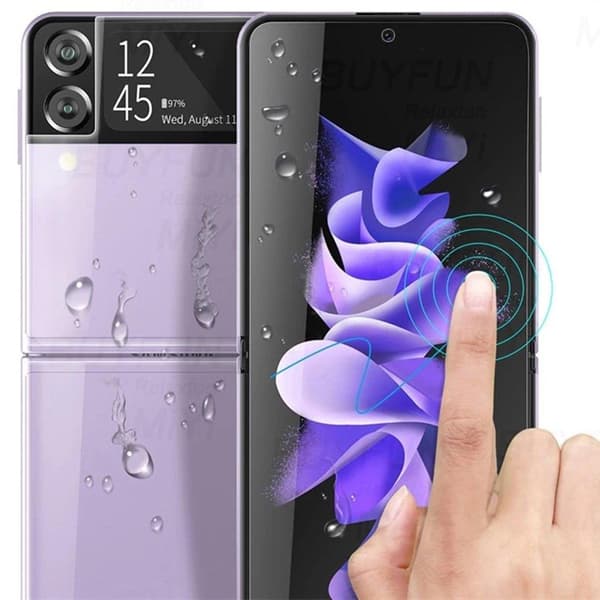 2-PACK Samsung Galaxy Z Flip 3 3-in-1 Hydrogel-näytönsuoja Transparent