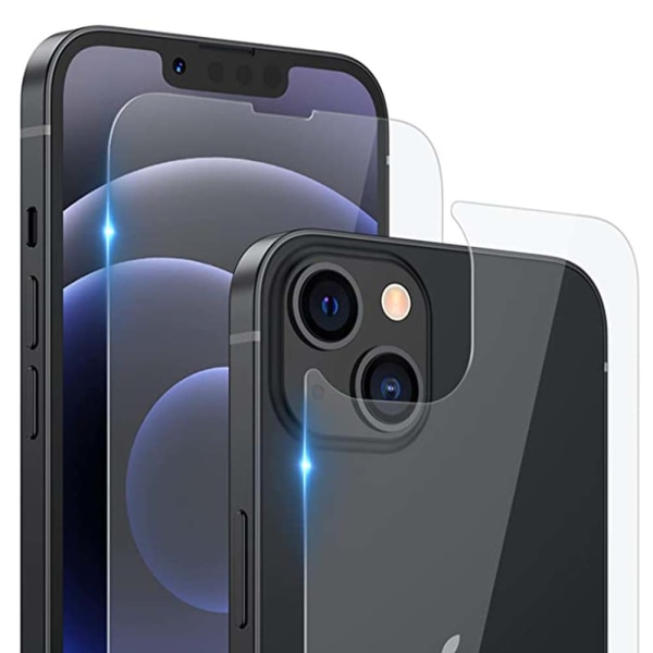 2-PACK 3-in-1 iPhone 13 Mini Fram- & Baksida + Kameralinsskydd Transparent