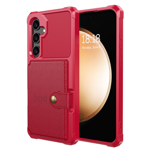 Samsung Galaxy S24 - Läcker Läderplånbok med Magnetiskt Fodral Röd