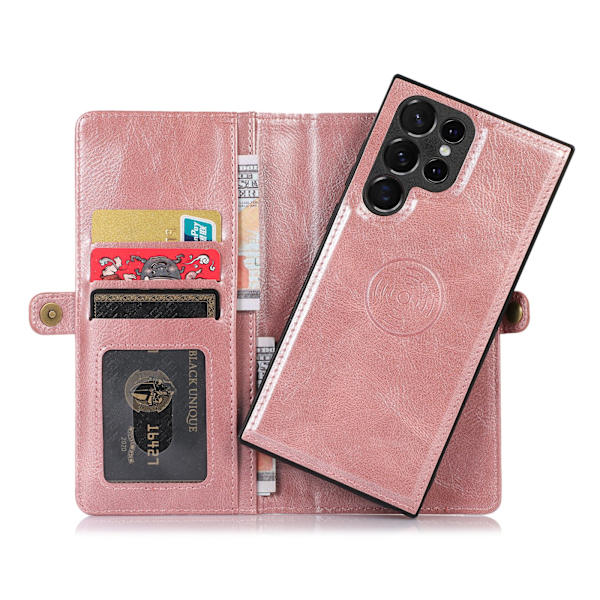 Samsung Galaxy S22 Ultra - Robust 2-1 Plånboksfodral Roséguld