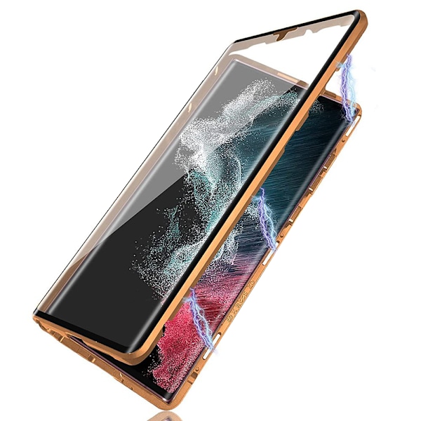Samsung Galaxy S25 - Kraftfullt Dubbelt Magnetiskt Skal Guld
