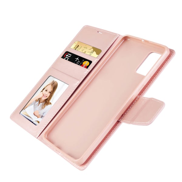 Samsung Galaxy S20 - Käytännöllinen Hanman-lompakkokotelo Roséguld