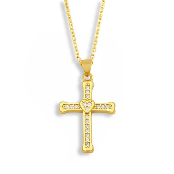 Exklusivt Hög Kvalitets Kors Halsband Guld OÄNDLIG