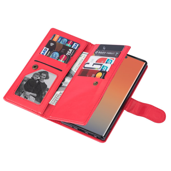 Ammattimainen 9-kortin lompakkokotelo - Samsung Galaxy S23 Ultra Röd