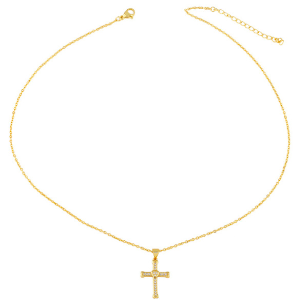 Exklusivt Hög Kvalitets Kors Halsband Guld OÄNDLIG
