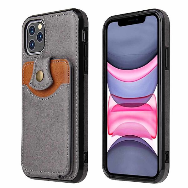 iPhone 11 Pro Max - Praktiskt Skal med Korthållare Grå