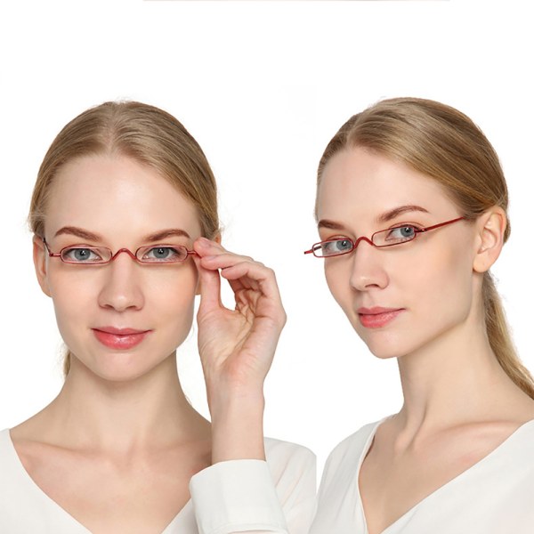 Læsebriller med Power +1,0 - +4,0 med bærbar metalkasse Röd +2.0