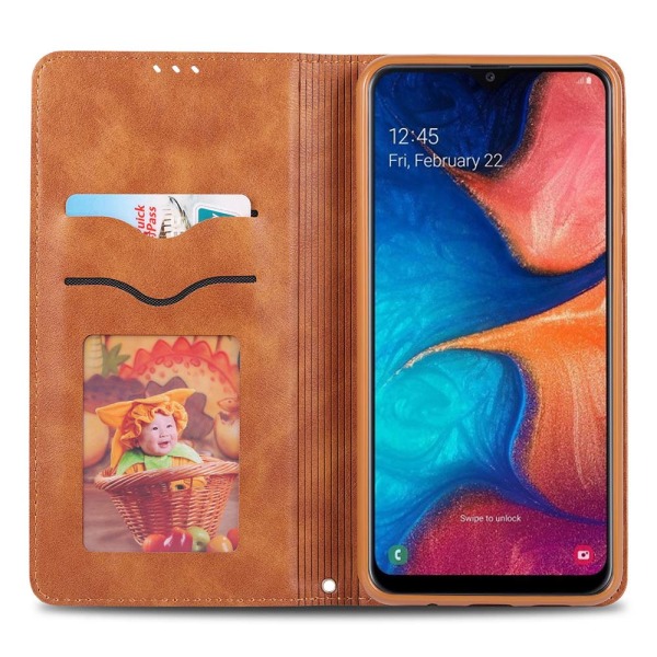 Praktisk retro lommebokdeksel - Samsung Galaxy A9 2018 Mörkbrun