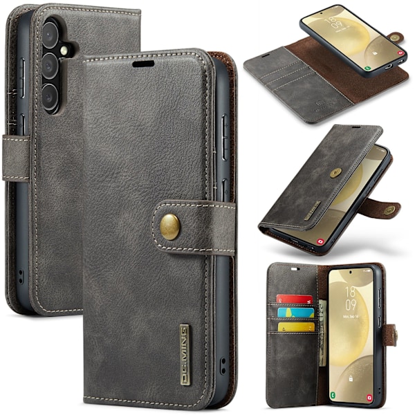 Galaxy S23 Plus - 2-i-1 Läderfodral i Retrodesign Grå